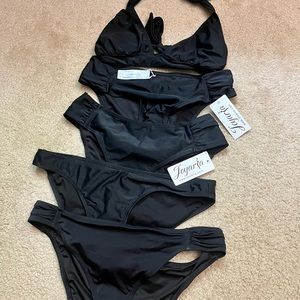 Bundle of Black Bikini Bottoms & One Top - Ranging from Sizes Medium - XL